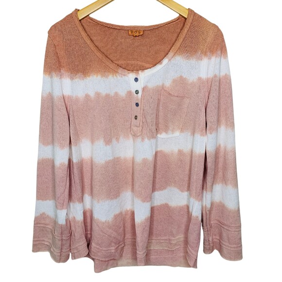 POL oversized pullover cotton henley pink ombre size small - Picture 5 of 11
